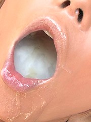 Japanese girl getting full mouth of cum