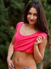 Cira Nerri bares her tight ass and sweet pussy outdoors.