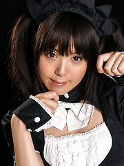 JA model Sakura Sena in maid uniform services cock