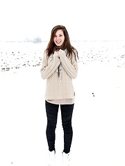 Large snowball throwing daring teenager nailed hardcore