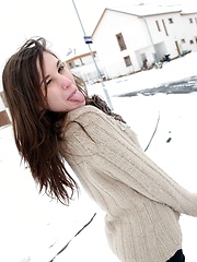 Large snowball throwing daring teenager nailed hardcore