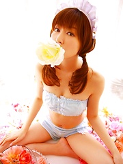 Yumi Sugimoto Asian is sexy baby surrounded by colorful flowers
