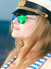sailor Alessandra A plays naked on the beach