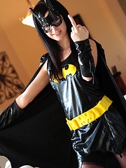 If anybody can turn Batman and Robin straight it's superslut Catie Minx as Batgirl