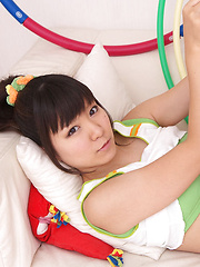 Ayana Tanigaki Asian takes clothes off while playing with balls