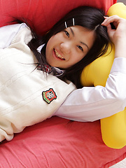 Miho Takai Asian in school uniform is very playful before classes