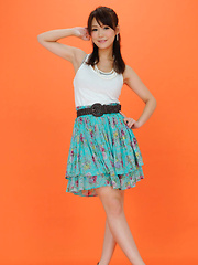 Yumi Asian is such cute and playful honey in white top and skirt