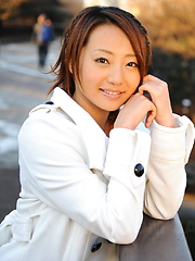 Hot girl You Shiraishi poses outdoor in coat