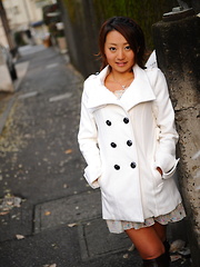 Hot girl You Shiraishi poses outdoor in coat
