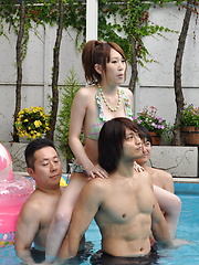 Japanese girls enjoy in some sexy pool party