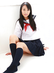 Miyu Watanabe Asian in school uniform loves rubbing cunt of ball